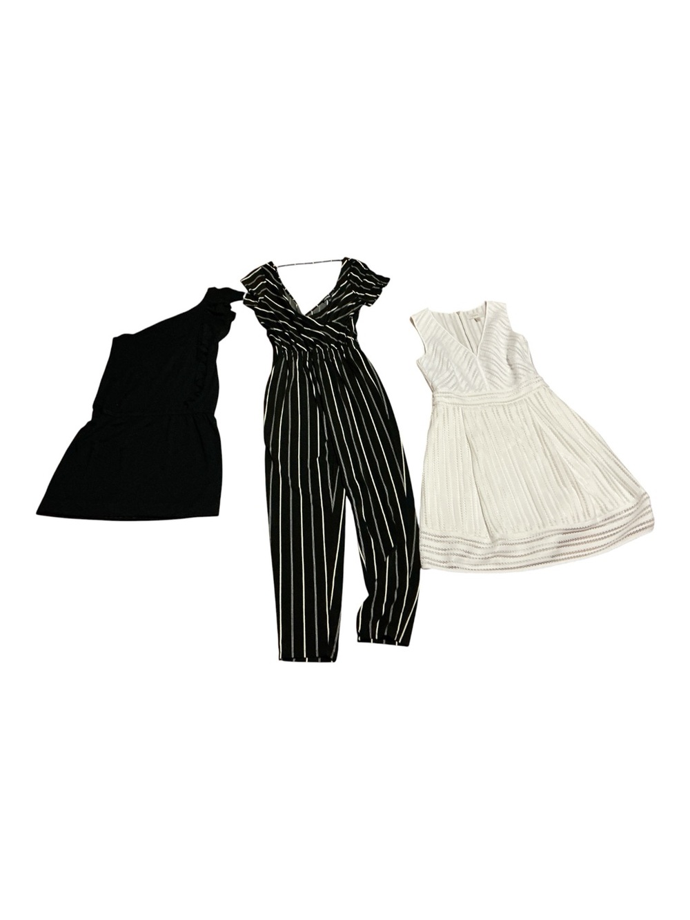J. Crew Black & White Striped V-Neck Jumpsuit